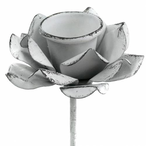 Floristik24 Lysestage blomst til at klæbe hvidt metal Ø6×10cm