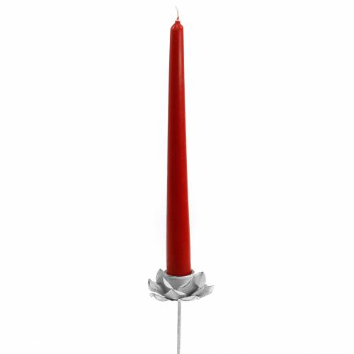 Floristik24 Lysestage blomst til opsætning hvid metal Ø6×10cm 4 stk.