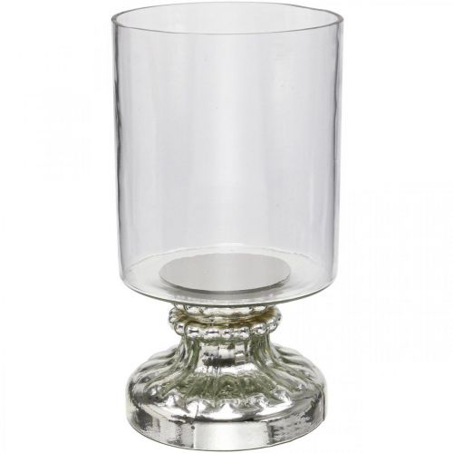 Floristik24 Lanterne glas lys glas antik look sølv Ø13cm H24cm