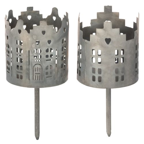 Artikel Fyrfadsstage og lysestage med spyd, husdesign, 6 cm, 2 stk.