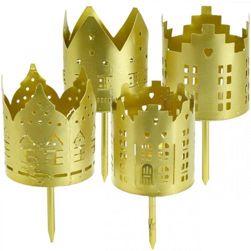 Floristik24 Lysestage city guld fyrfadsstage metal Ø6,5cm 4 stk