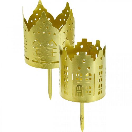 Floristik24 Lysestage city guld fyrfadsstage metal Ø6,5cm 4 stk