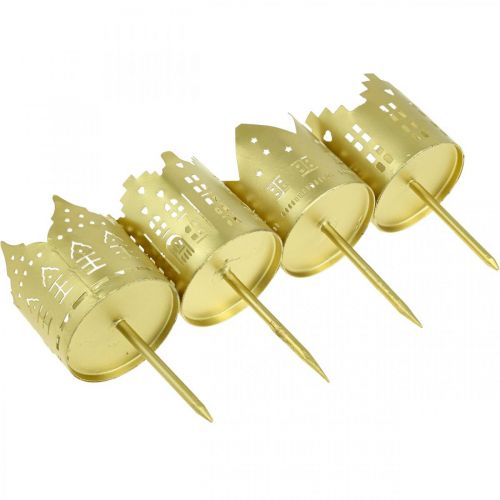 Floristik24 Lysestage city guld fyrfadsstage metal Ø6,5cm 4 stk