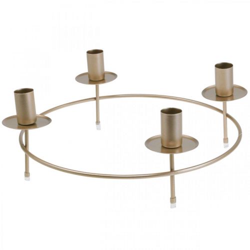 Floristik24 Lysring pinde lys lysestage guld Ø33,5cm H11cm 2stk