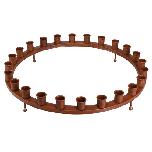 Floristik24 Lysring til 24 pindelys lysestage brun metal 43cm