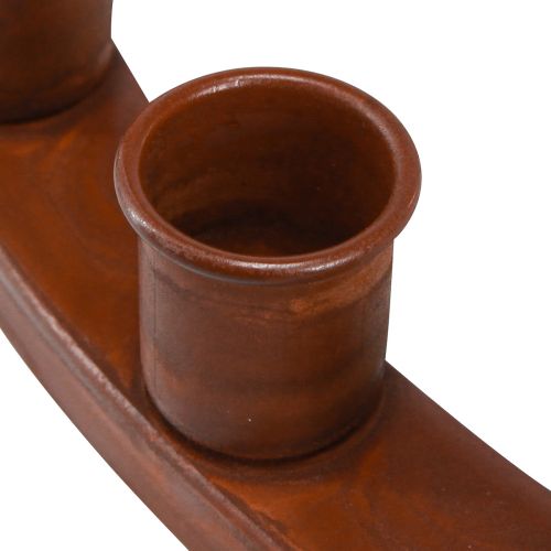 Floristik24 Lysring til 24 pindelys lysestage brun metal 43cm