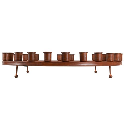 Floristik24 Lysring til 24 pindelys lysestage brun metal 43cm