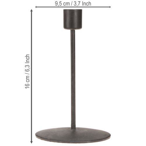 Artikel Lysestage i metal, antik brun, H16 cm, 2 stk.
