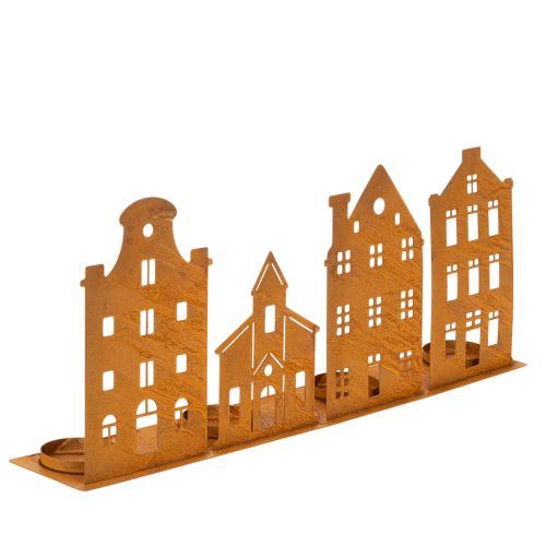 Lysestage Julelys Dekoration Huse Rust 52×12cm købe | Floristik24.dk