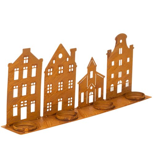 Lysestage Julelys Dekoration Huse Rust 52×12cm | Floristik24.dk