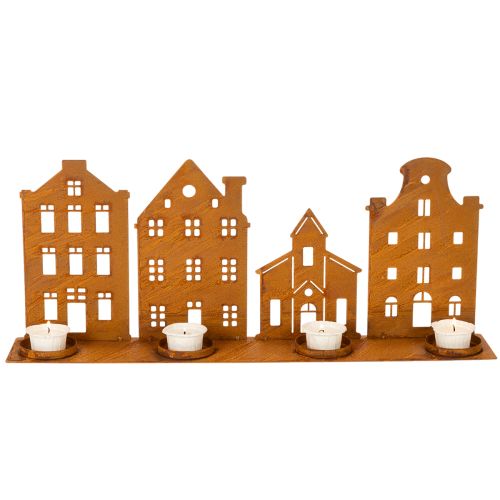 Lysestage Julelys Dekoration Huse Rust 52×12cm | Floristik24.dk