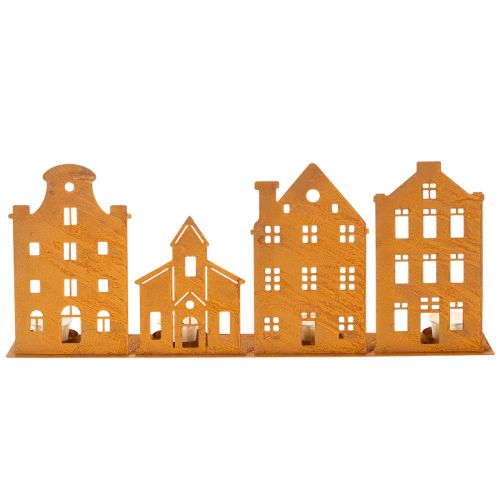 Lysestage Julelys Dekoration Huse Rust 52×12cm | Floristik24.dk