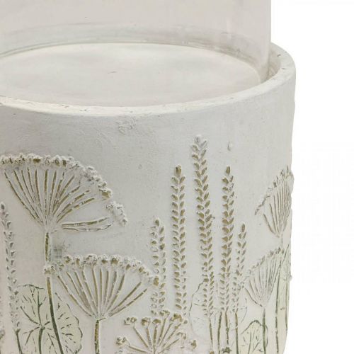 Artikel Lysestage lanterne glas med fod Ø17cm H32cm