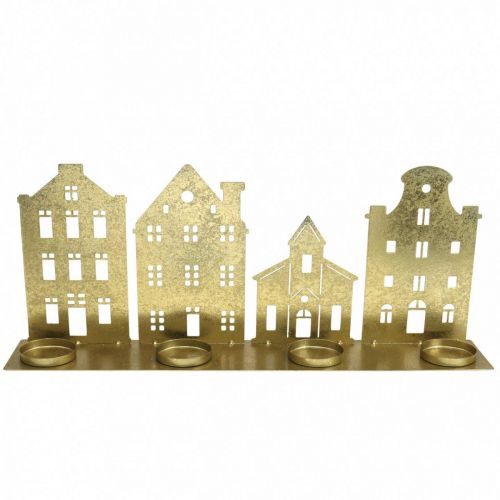 Floristik24 Lysestage Julelys Deco Houses Guld 52×12cm