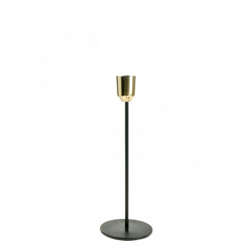 Floristik24 Metal lysestage, lysestage guld / sort H24,5cm Ø2,2cm