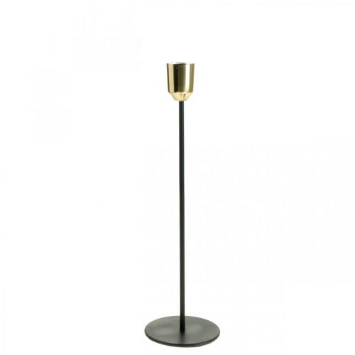Floristik24 Lysestage guld/sort, lysestage af metal H29cm Ø2,2cm