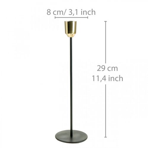 Artikel Lysestage guld/sort, lysestage af metal H29cm Ø2,2cm