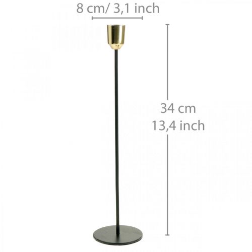 Artikel Lysestage, lysestage af metal, gylden / sort H33,5cm Ø2,2cm
