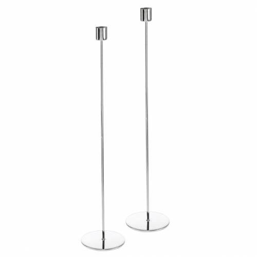 Floristik24 Metal lysestagesæt til stearinlys sølv Ø2,2cm H31cm 2stk