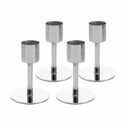 Floristik24 Metal lysestage sæt til tilspidsede lys sølv Ø2,2cm H7,3cm 4 stk.