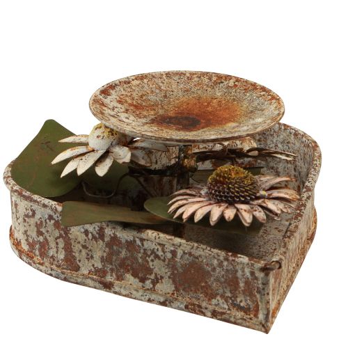 Artikel Lysestage metal hjerte med blomster fyrfadsstage vintage rust 14×13cm