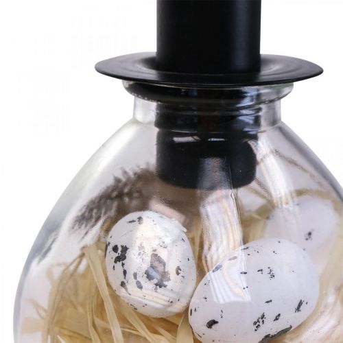 Floristik24 Lysestage Sort Lysestage Glas Påskepynt H11cm