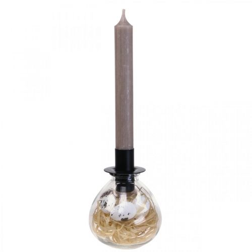 Floristik24 Lysestage Sort Lysestage Glas Påskepynt H11cm
