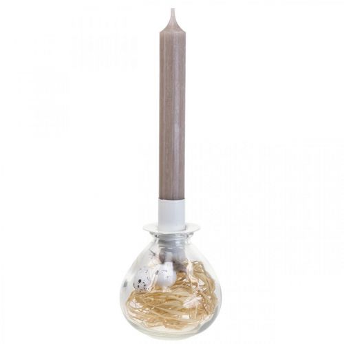 Floristik24 Lysestage Hvid Lysestage Glas Påskepynt H11cm