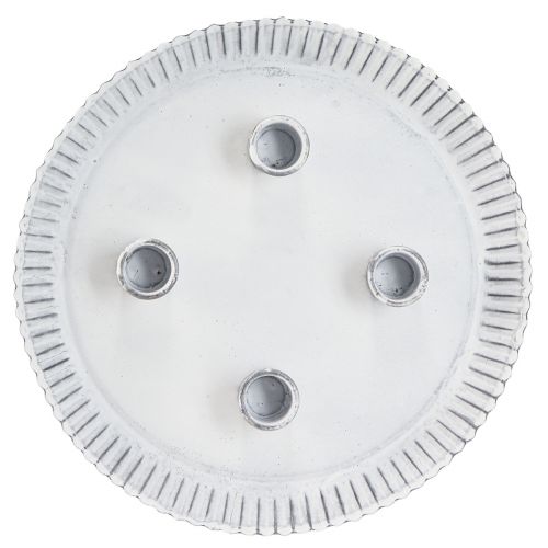 Artikel Lystallerken kageform med 4 lysestager hvid Ø25cm