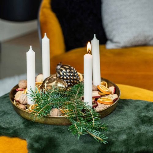 Artikel Lystallerken, adventskransskål, juledekoration gyldent antik look Ø30cm