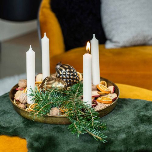 Floristik24 Lystallerken, adventskransskål, juledekoration gyldent antik look Ø30cm