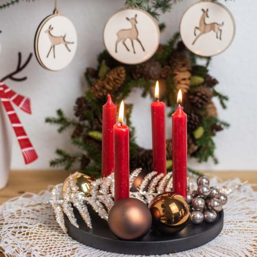 Floristik24 Lystallerken metal adventskrans sort, guld Ø24cm