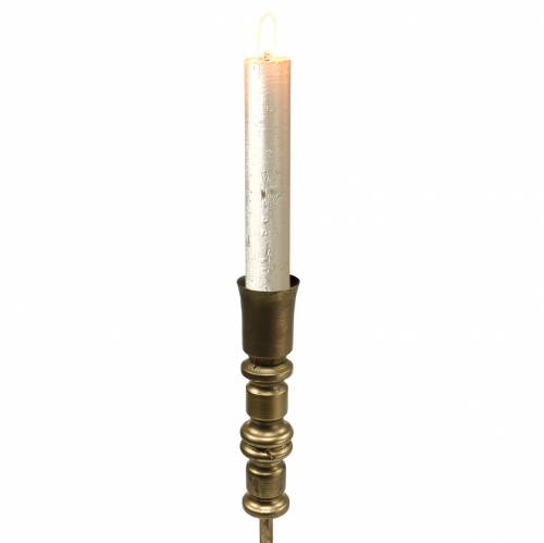 Floristik24 Vintage lysestage messingfarvet metal Ø12,5cm H49cm