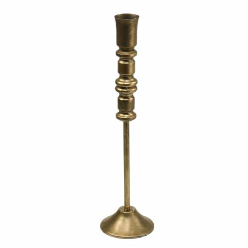 Floristik24 Vintage lysestage messingfarvet metal Ø12,5cm H49cm