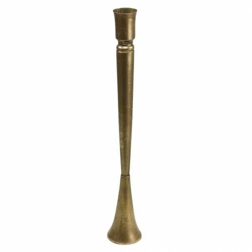 Lysestage messingfarvet metal antik look Ø8cm H53,5cm