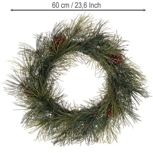 Kunstig fyrretræskrans med kogler 60 cm | Floristik24.dk