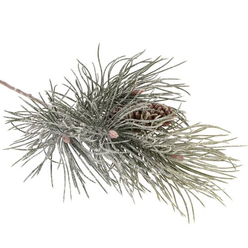 Kunstig fyrretrægren med kogler, vinterlig, 40 cm | Floristik24.dk