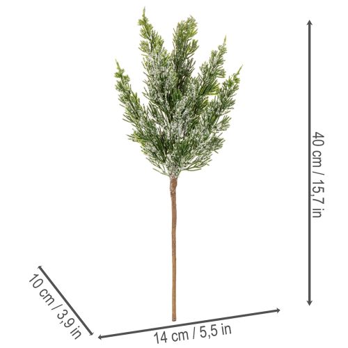 Kunstigt snedækket fyrretræsgrene til blomsterarrangementer og adventsdekorationer, 40 cm, 3 stk. | Floristik24.dk