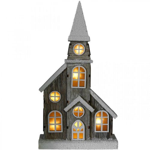 Floristik24 Lyshus trækirke Julekirke trækirke H45cm