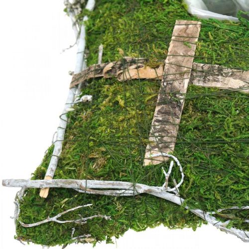 Floristik24 Pude mos og vinstokke med kryds til gravopstilling 25x25cm