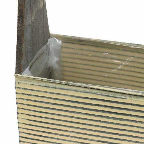 Floristik24 Planter med håndtagskrem, grå hvidvasket træmetal 30 × 12,5 cm / 28 × 12 cm sæt med 2