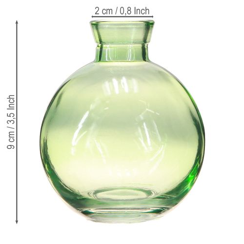Artikel Små glasvaser, løgformede minivaser, grøn, Ø7,5cm, H9cm, 6 stk.