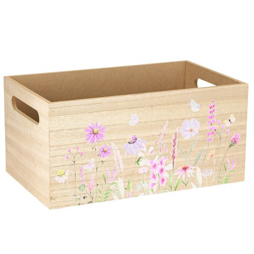 Lille trækasse trækasse blomster sommerfugl 30x18cm
