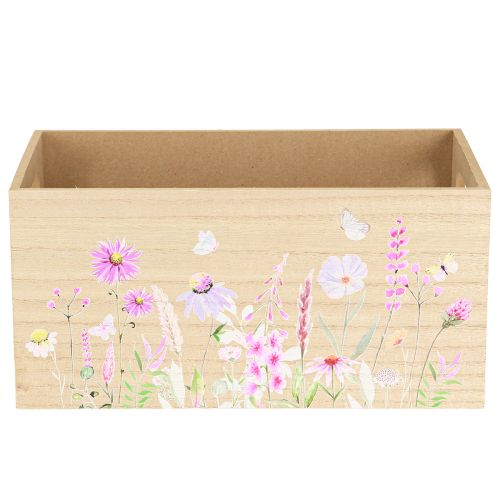 Artikel Lille trækasse trækasse blomster sommerfugl 30x18cm