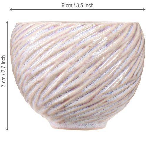 Artikel Små keramikskåle i pink spiraldekor Ø9cm 4stk