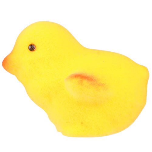 Artikel Små påskekyllinger gul orange flokket H4,5cm 18 stk