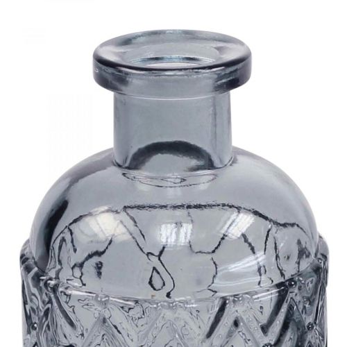 Floristik24 Lille glas vase vase diamant mønster glas blå grå H12,5cm 6 stk