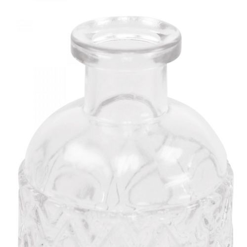 Artikel Lille glasvase vase diamantmønster glas transparent H12,5cm 6stk