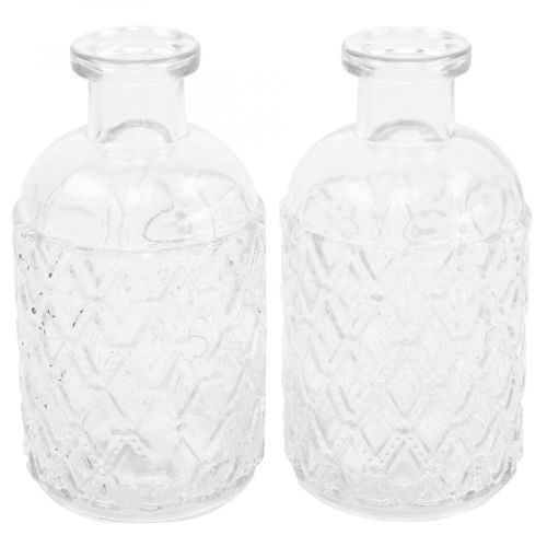 Floristik24 Lille glasvase vase diamantmønster glas transparent H12,5cm 6stk