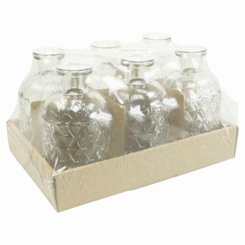 Floristik24 Lille glasvase vase diamantmønster glas transparent H12,5cm 6stk
